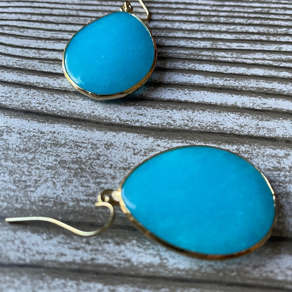 Turquoise faceted teardrop earrings - Picture 8 of 8